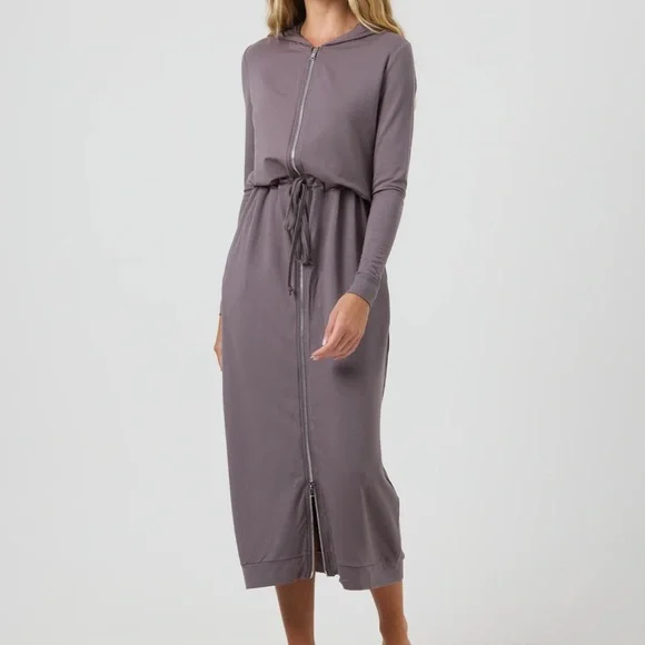 By Tess Maxi Hoodie Black Long Sleeve Zip Front Dress XS - Picture 2 of 16